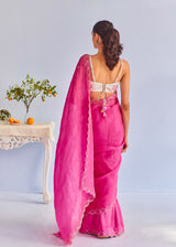 AKIRA SAREE ALICE BLOUSE SET - FUSCHIA PINK