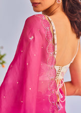 AKIRA SAREE ALICE BLOUSE SET - FUSCHIA PINK