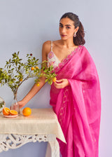 AKIRA SAREE ALICE BLOUSE SET - FUSCHIA PINK