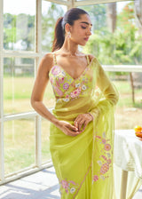 TIFNI SAREE - LIME GREEN