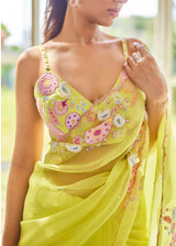 SAHIBA BRAR IN OUR TIFNI SAREE ALICE BLOUSE SET - PEAR GREEN