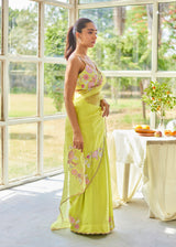 SAHIBA BRAR IN OUR TIFNI SAREE ALICE BLOUSE SET - PEAR GREEN