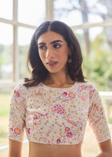 AKIRA SAREE NORI BLOUSE SET - FUSCHIA PINK