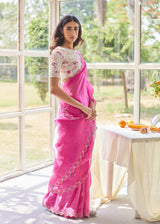 AKIRA SAREE NORI BLOUSE SET - FUSCHIA PINK