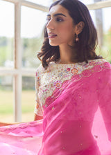 AKIRA SAREE NORI BLOUSE SET - FUSCHIA PINK