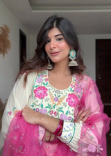 Deeksha Khurana in our Freya Panelled Crepe Kurta - Creme