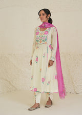 Deeksha Khurana in our Freya Panelled Crepe Kurta - Creme