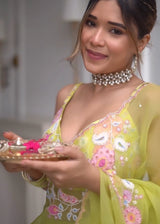 Riya Jain in our Tifni Saree Alice Blouse Set - Pear Green
