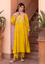 Freya Panelled Kurta Set - Mustard Yellow