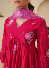 Zia Gathered Short Kurta Set - Red