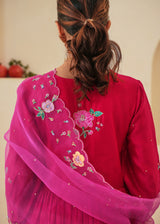 Zia Gathered Short Kurta Set - Red