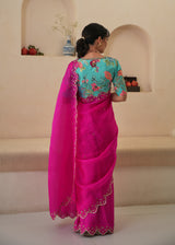 Niharika Konidela in our Nargis saree Fiza Blouse - Fuchsia Pink