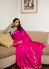 Niharika Konidela in our Nargis saree Fiza Blouse - Fuchsia Pink