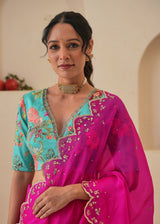 Niharika Konidela in our Nargis saree Fiza Blouse - Fuchsia Pink