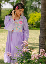 Freya Panelled Kurta Set - Powder Blue