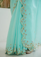 Priyamani in our Nargis Saree Feeha Blouse - Aqua Blue