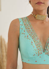 Priyamani in our Nargis Saree Feeha Blouse - Aqua Blue