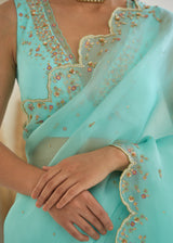 Priyamani in our Nargis Saree Feeha Blouse - Aqua Blue