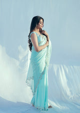 Priyamani in our Nargis Saree Feeha Blouse - Aqua Blue