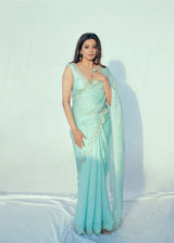 Priyamani in our Nargis Saree Feeha Blouse - Aqua Blue