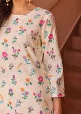 Nova Kurta Set with Soft Silk Dupatta - Cream