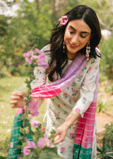 Nova Kurta Set with Soft Silk Dupatta - Cream