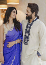 Allu Sneha Reddy in Soha Cutwork Saree - Royal Purple