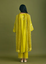 NELLI KURTA SET - OLIVE YELLOW
