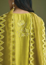 NELLI KURTA SET - OLIVE YELLOW
