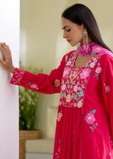 FREYA PANELLED KURTA SET-VERMILION RED