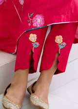 FREYA PANELLED KURTA SET-VERMILION RED