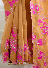 NELLI SAREE BLOUSE SET-TANGERINE ORANGE