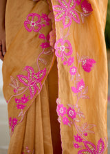NELLI SAREE BLOUSE SET-TANGERINE ORANGE