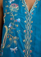SORIN SLEEVELESS KURTA SET-PEACOCK BLUE