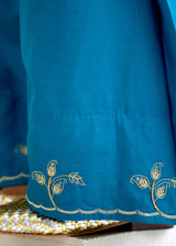 SORIN SLEEVELESS KURTA SET-PEACOCK BLUE