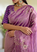IDIKA TISSUE SAREE NAIN BLOUSE-PURPLE