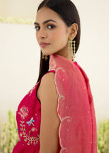 SORIN PEPLUM KURTA SET-VERMILION RED - WITH NORA DUPATTA