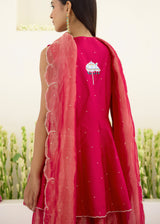 SORIN PEPLUM KURTA SET-VERMILION RED - WITH NORA DUPATTA