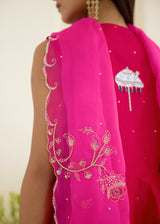 SORIN PEPLUM KURTA SET-VERMILION RED- WITH NEDA DUPATTA
