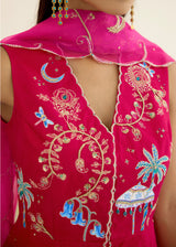 SORIN PEPLUM KURTA SET-VERMILION RED- WITH NEDA DUPATTA