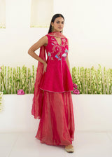SORIN PEPLUM SHARARA SET-VERMILION RED