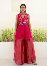 SORIN PEPLUM SHARARA SET-VERMILION RED
