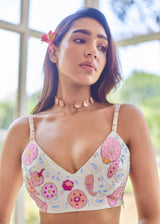 AKIRA SAREE ALICE BLOUSE SET - AQUA BLUE