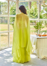 Vedika Kejriwal in our AMARIS CAPE LEHENGA SET - PEAR GREEN