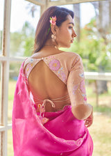 AKIRA SAREE RINESA BLOUSE SET - FUSCHIA PINK