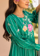 Zia Gathered Short Kurta Set - Emerald Green