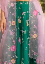 Seri Applique Lehenga Set - Emerald Green