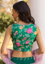 Seri Applique Lehenga Set - Emerald Green