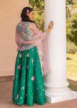 Seri Applique Lehenga Set - Emerald Green
