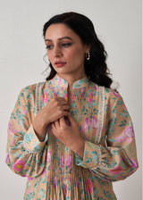 Sia Pleated Kurta Set - Tan Brown